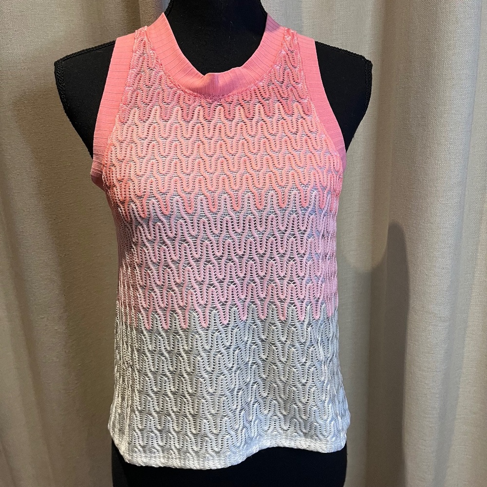 Anthropologie Pink & Cream Sleeveless Knit Top Size S